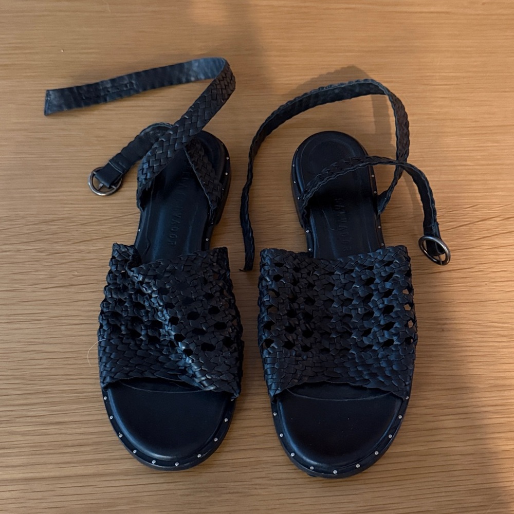 Freda Salvador Woven Sandals with Ankle Strap size 8